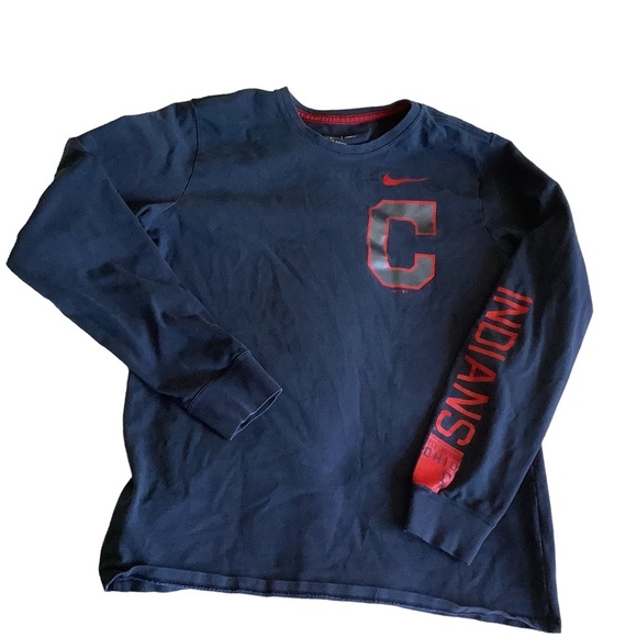 Nike MLB Cleveland Indians Long Sleeve Crewneck T-Shirt Preowned - Picture 1 of 9